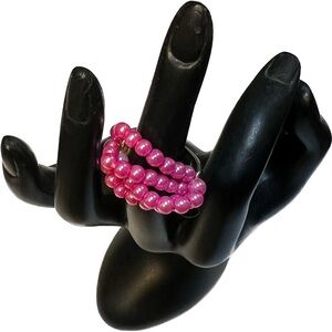 Fun, fun, fun ring! Pink beaded with silver band